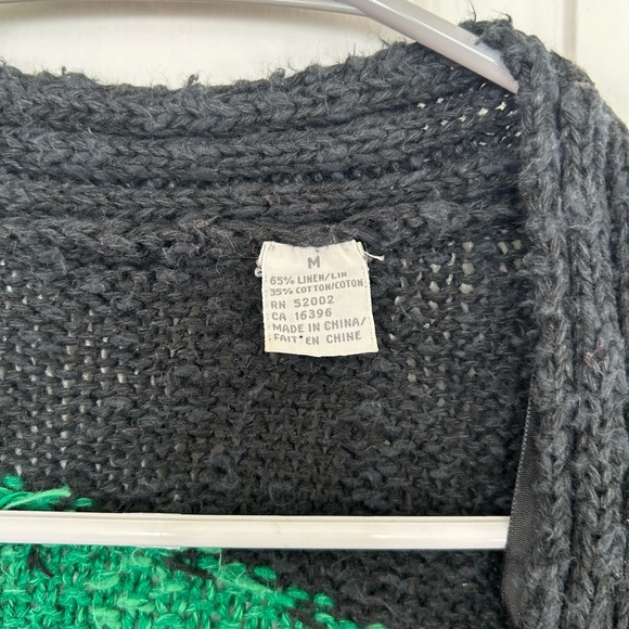 VintageLiz Black Knit Cardigan with Red, Green, Purple & Yellow Panels - Picture 3 of 8